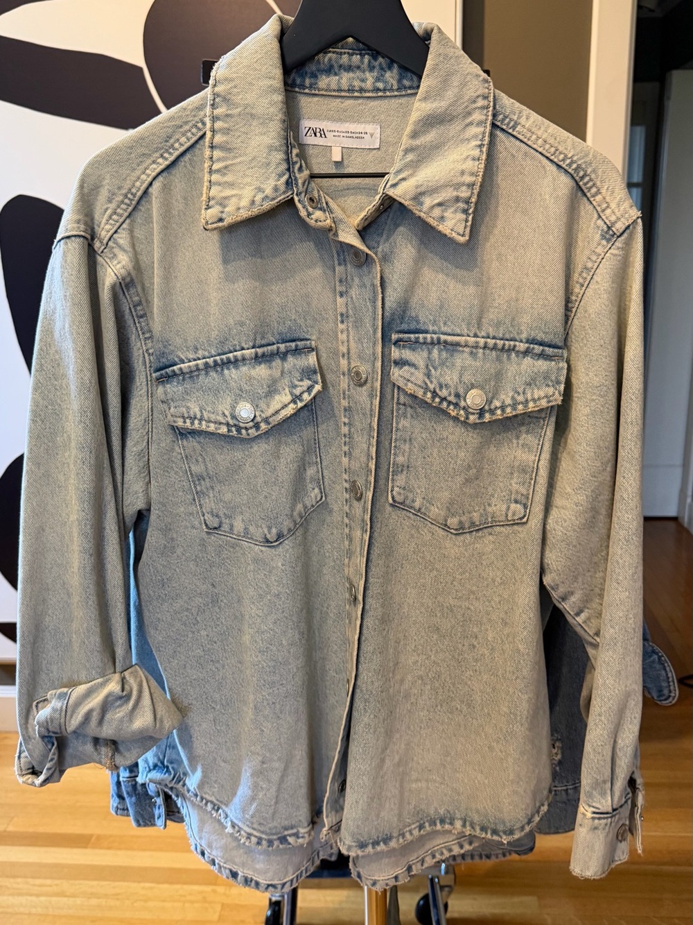ZARA Light Blue Washed Denim Jean Jacket size XS